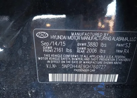 2016 Hyundai Elantra Se из США, поврежденный, VIN 5NPDH4AE9GH760727